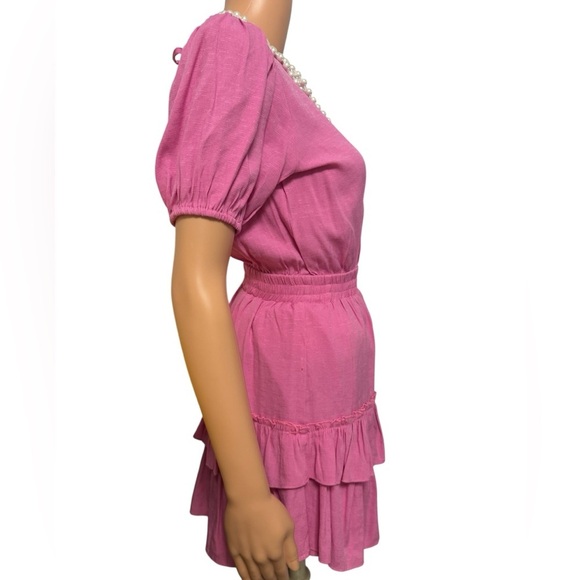 Item Ditto Pink Ruffled Short Sleeve Double Layer Dress- Size Small - Picture 3 of 12
